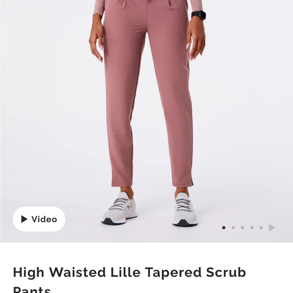 Figs High Waisted Lille Tapered Scrub Pants - Pink
